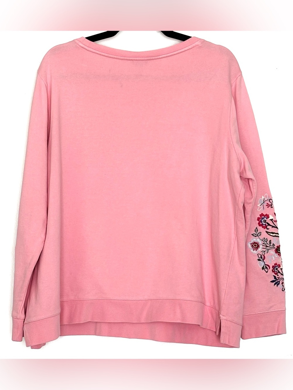 Talbots Embroidered Crewneck Sweatshirt Rose Pink 100% Cotton - Picture 3 of 5